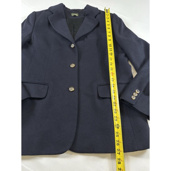 VTG LL Bean Cashmere Wool Blend Navy Blue Blazer 3 Button Classic Jacket Sz 12R - Picture 8 of 10